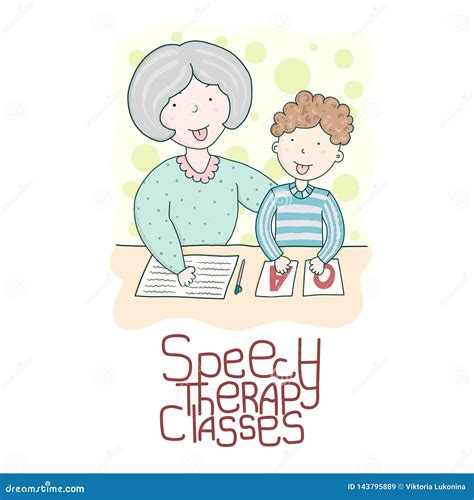 Speech Therapy Concept. Friendly Speech and Articulation Classes Stock Vector - Illustration of ...