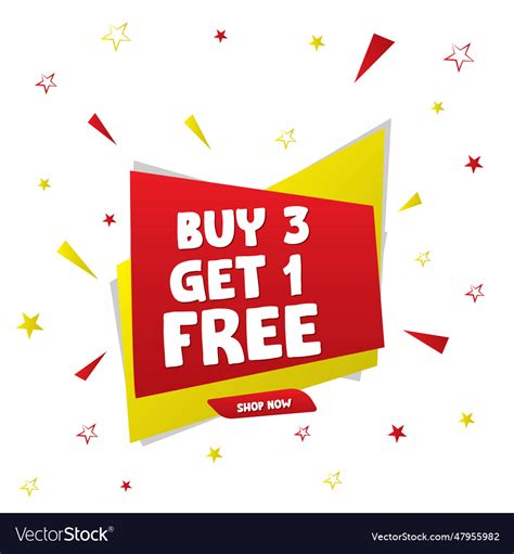 Buy 3 get 1 free sale banner design template Vector Image