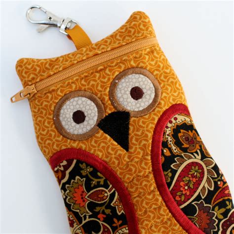 Fabric iphone case Mustard and Paisley Owl Cell by sewingamity