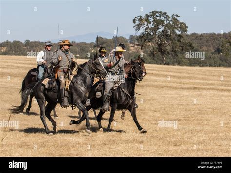 Civil War era cavalry at a reenactment in Anderson, California Stock ...