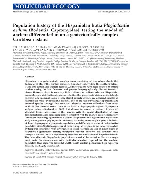 Population history of the Hispaniolan hutia Plagiodontia