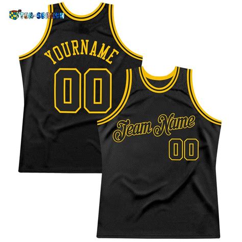 Black-gold Authentic Throwback Basketball Jersey - Usalast