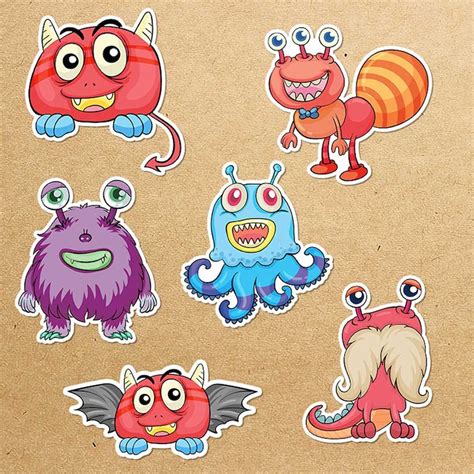 Cute Monsters Sticker Bundle, Sticker PNG Bundle, Printable - Inspire ...