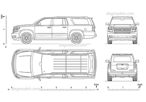 Chevrolet Suburban download CAD drawings with dimensions