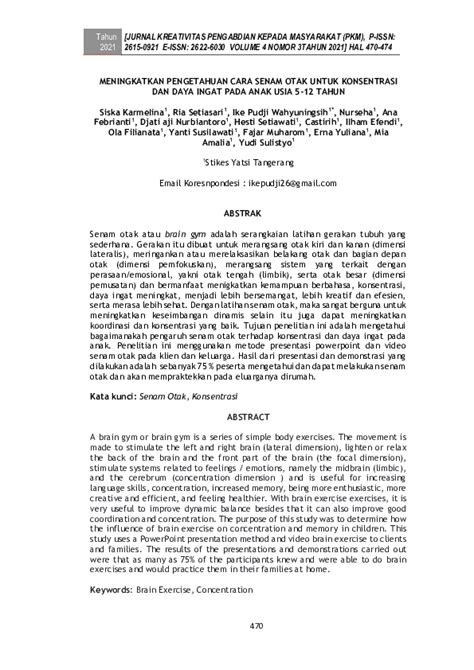 (PDF) Meningkatkan Pengetahuan Cara Senam Otak Untuk Konsentrasi Dan ...