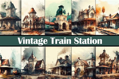 Vintage Train Station Backgrounds Graphic by Pro Designer Team ...