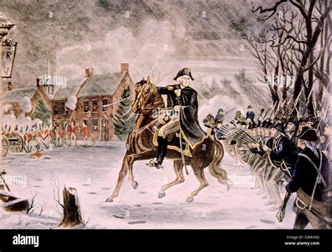 The Battle of Trenton, General George Washington on horseback, December 25, 1776 Stock Photo - Alamy