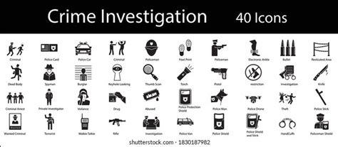 Crime Scene Vector Icons Set Criminal Stock Vector (Royalty Free ...