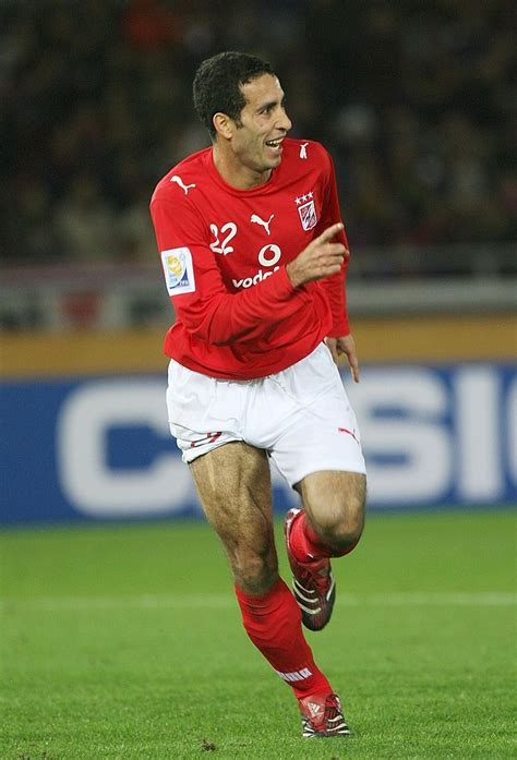 YOKOHAMA, JAPAN - DECEMBER 17: Mohamed Aboutrika of Ahly Sporting Club celebrates after scoring ...