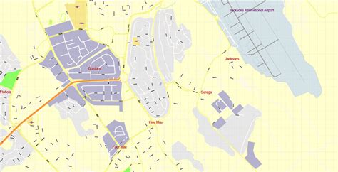 Port Moresby Editable PDF Map Papua New Guinea, exact vector City Plan Map editable Adobe PDF ...