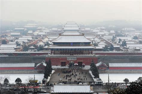 Aerial View of Forbidden City after Snow Stock Image - Image of ...