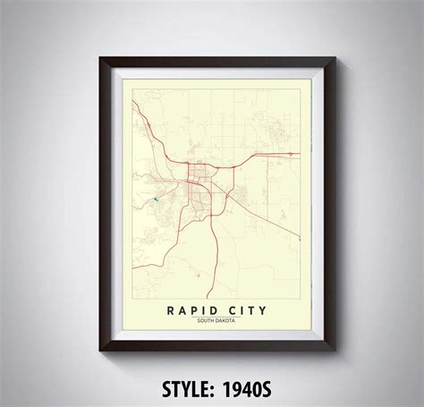 Map of Rapid City SD Rapid City Map Rapid City Poster | Etsy