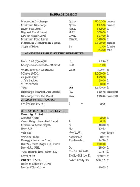 Barrage Design | PDF | Fluvial Landforms | Discharge (Hydrology)