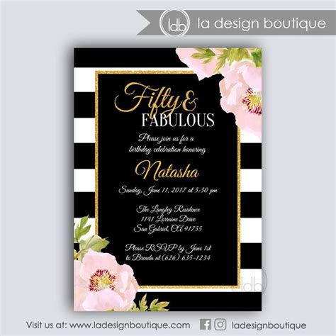 50 and Fabulous Birthday Invitation 50 and Fabulous - Etsy