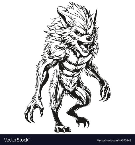 Spooky halloween werewolf in monochrome Royalty Free Vector