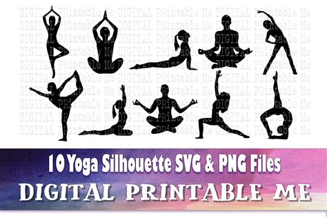 Yoga Silhouette Pilates Exercise Fitness Graphic by DigitalPrintableMe ...