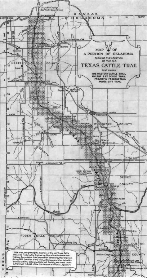 Map of the Texas Cattle Trail Though Woodward Co. | Cattle trails ...