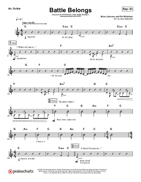 Battle Belongs Acoustic Guitar Sheet Music PDF (Phil Wickham ...