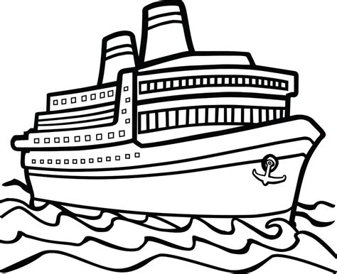 Download Boat Clipart - Cruise Ship Clipart Black And White - Full Size PNG Image - PNGkit