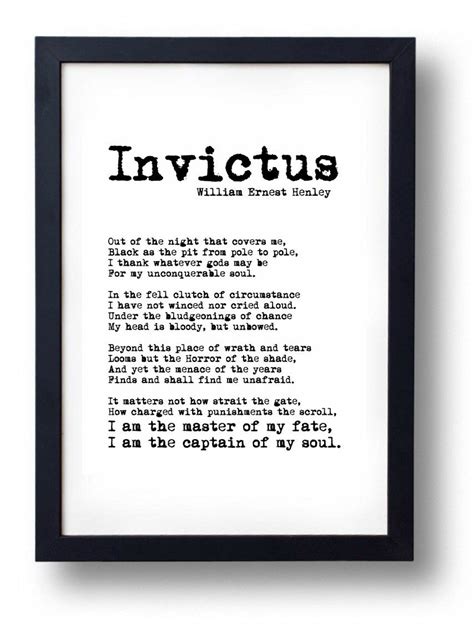 Invictus William Ernest Henley Poem Print | William ernest henley ...