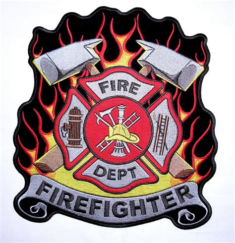 Firefighter Flames Maltese Cross Embroidered Biker Patch – Quality ...