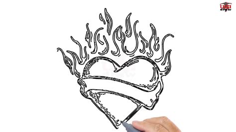 How to Draw a Heart with Flames Easy Step By Step Drawing Tutorials for ...