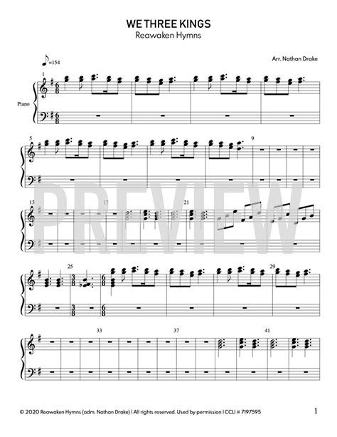 We Three Kings - Piano Sheet Music