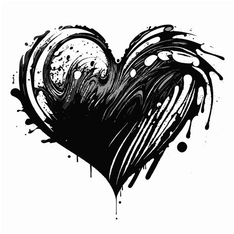 Heart Hand drawn heart icon sign - Brush drawing calligraphy heart black heart symbol - Heart ...