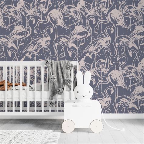 Blue Flamingo Wallpaper - Peel and Stick - The Wallberry