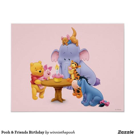 Pooh & Friends Birthday Poster | Zazzle | Pooh, Winnie the pooh ...