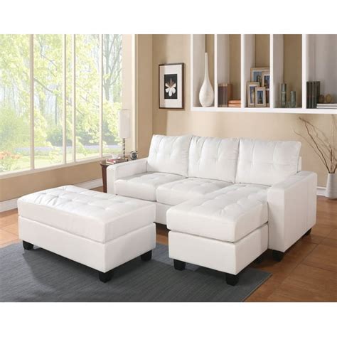 Trendy Sectional Sofa With Ottoman, 3 Piece Set, White - Walmart.com ...