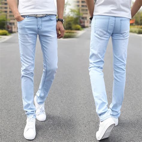 Men Elastic Casual Straight Jeans 2016 New Mid Cowboy Pants Skinny Blue Men Brand Jeans Stretch ...