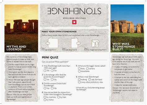 www.Sarsen.org: School Children's Stonehenge Activity Sheet - Free Download