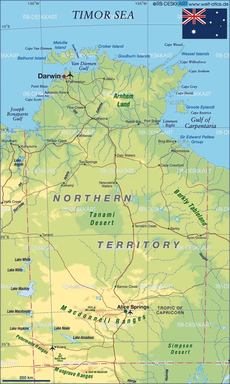 Map of Northern Territory (State / Section in Australia) | Welt-Atlas.de