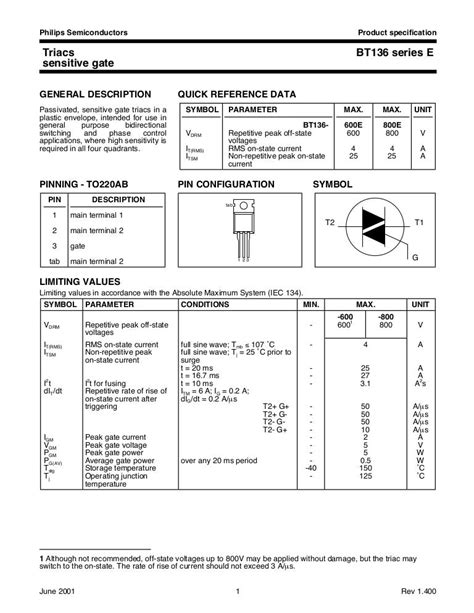 BT136 TRIAC DATASHEET PDF