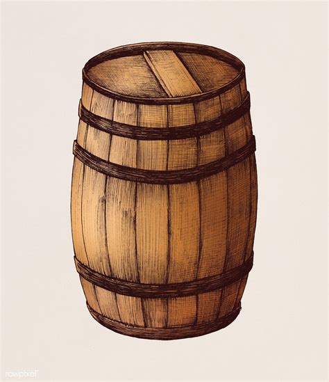 Hand-drawn wooden barrel | free image by rawpixel.com | Wooden barrel, How to draw hands, Barrel