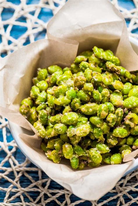 Crispy Parmesan Garlic Edamame - Homemade Hooplah