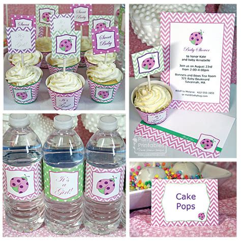 Pink Ladybug Baby Shower Full Printable Party Kit, Customizable Ladybug ...