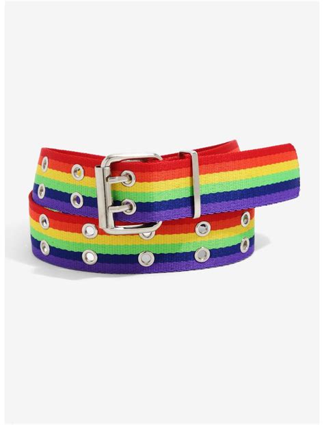 Rainbow Woven Double Grommet Belt | Hot Topic