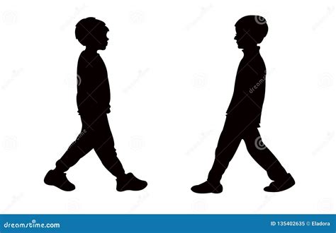 Two Boys Walking Silhouette Vector Stock Vector - Illustration of ...