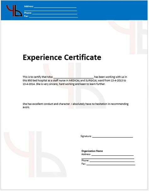 Certificate Of Experience Template (5) - TEMPLATES EXAMPLE | TEMPLATES ...