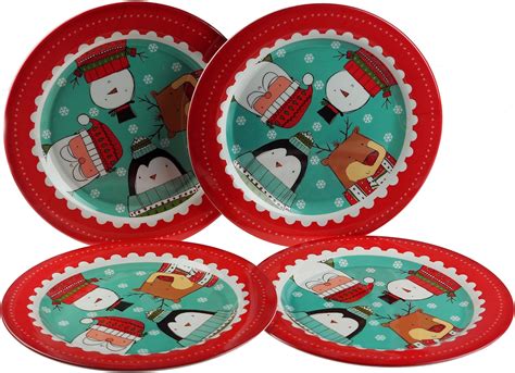 Set Of 4 Child's or Adult's Christmas Melamine Dinner Plates.: Amazon ...