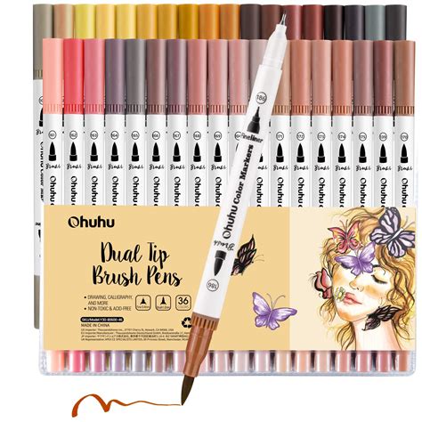 Buy Ohuhu Skin Tone Markers 36 Colors: Dual Tip Brush and Fineliner ...