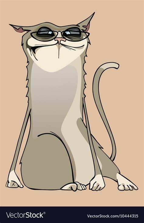 Cartoon unhappy funny cat wearing glasses Vector Image