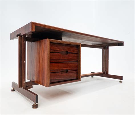 Mid Century Modern Wooden Desk with Floating Drawers | #214060