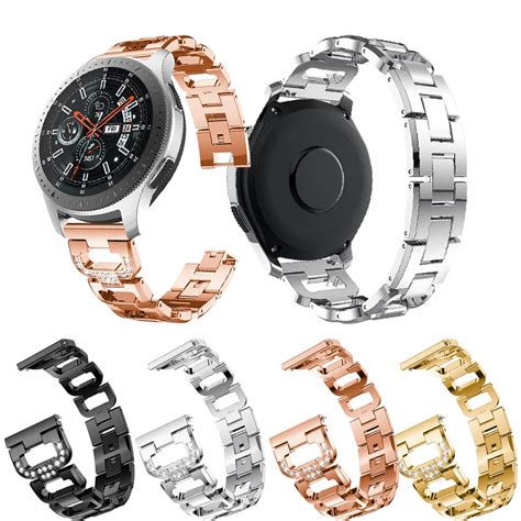 Stainless Steel Band For Samsung Galaxy Watch 46mm Replacement Bands Metal Crystal Watch Strap ...