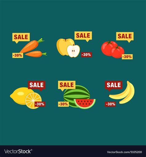 Supermarket food products with price labels Vector Image