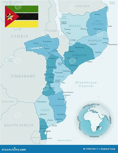 Mozambique Administrative Map Vector Illustration | CartoonDealer.com ...