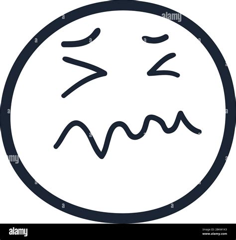 stressed emoji face line style icon design, Cartoon expression emoticon ...