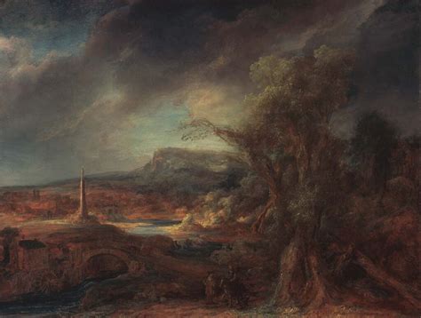 Landscape with an Obelisk by Rembrandt van Rijn | Kalligone